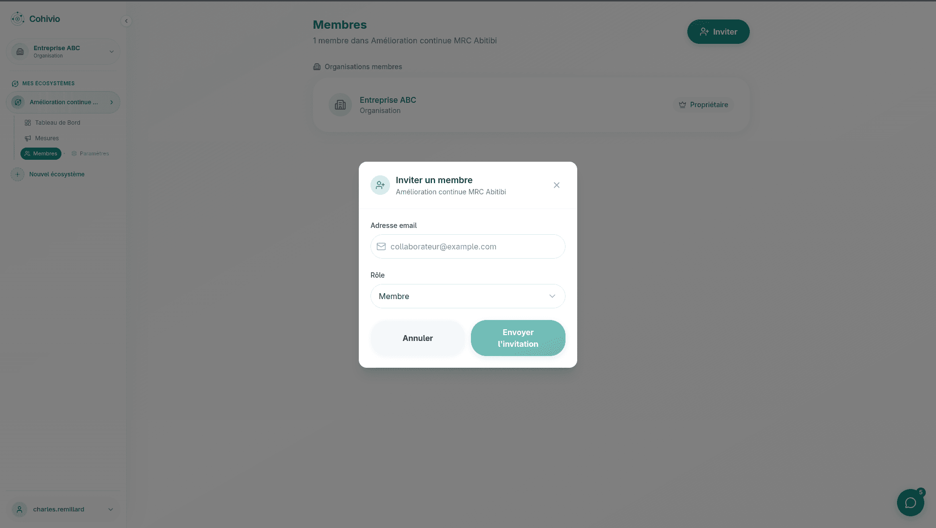 Invitation de membres à l'écosystème