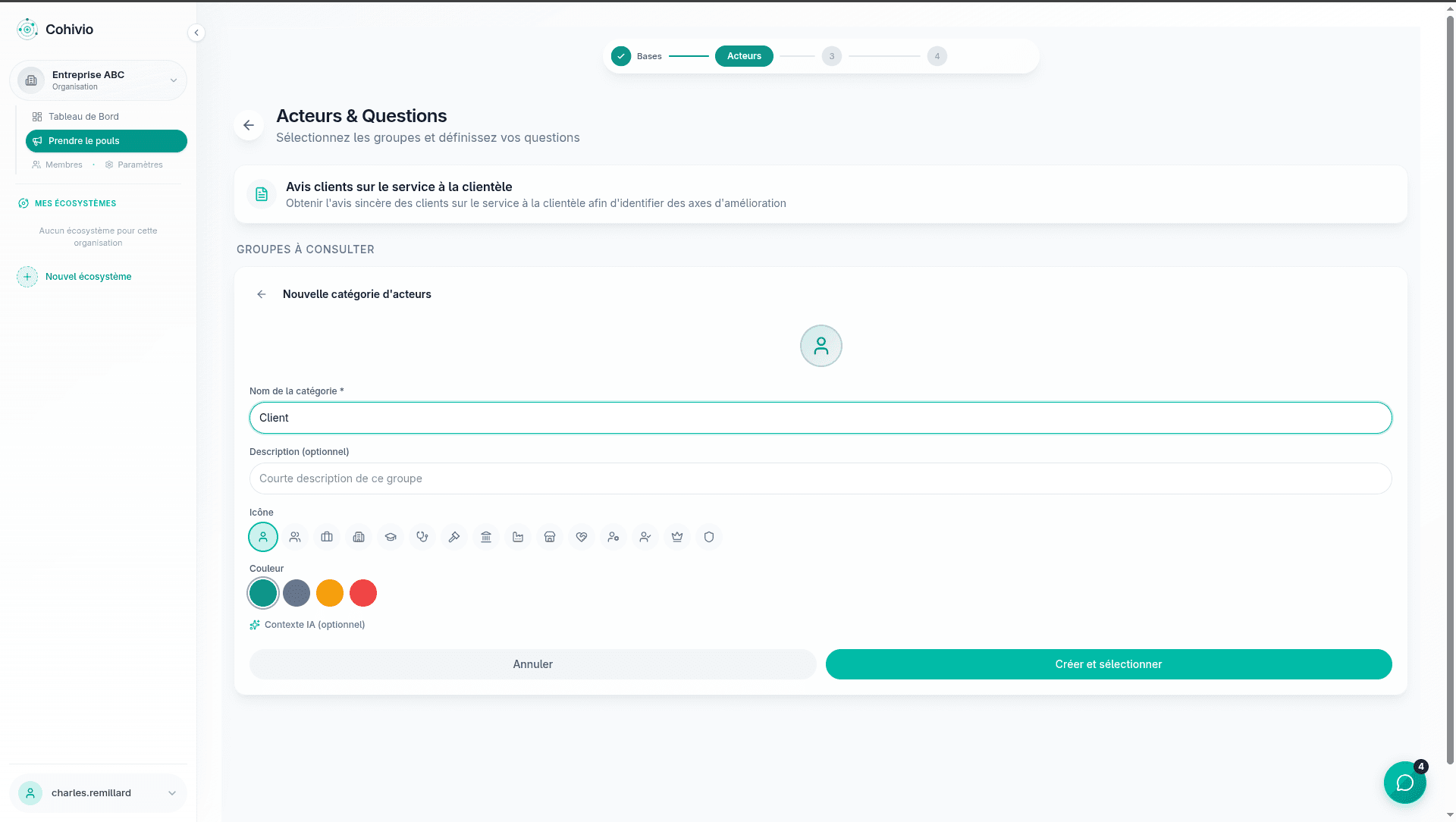 Création d'une catégorie d'acteurs