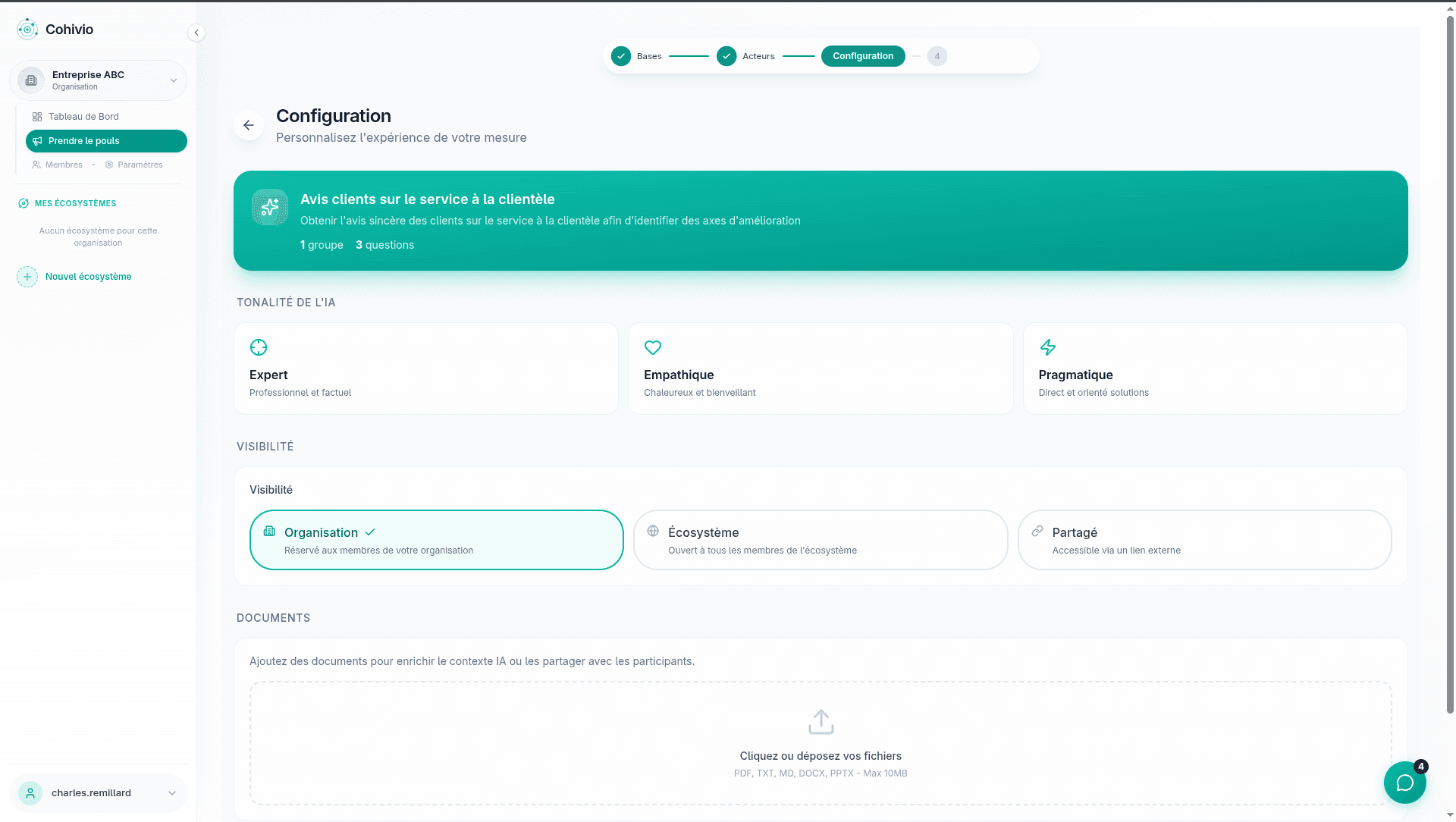 Configuration - tonalité et visibilité